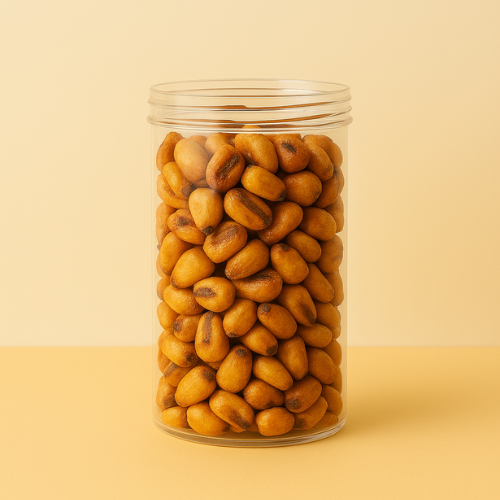 PET TRANSPARENT AIR TIGHT  KEEPER JAR ROUND SHAPE  6.5*10.2 CM 300 ML (1 PC)