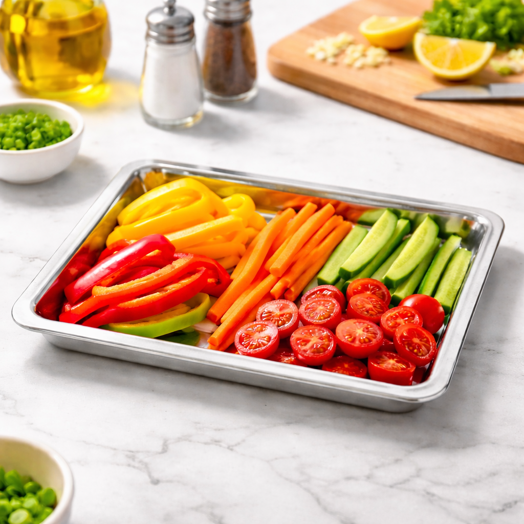 STAINLESS STEEL  RECTANGLE SHAPE  BAKING TRAY 7.5*5. 5 INCH (1 PC)
