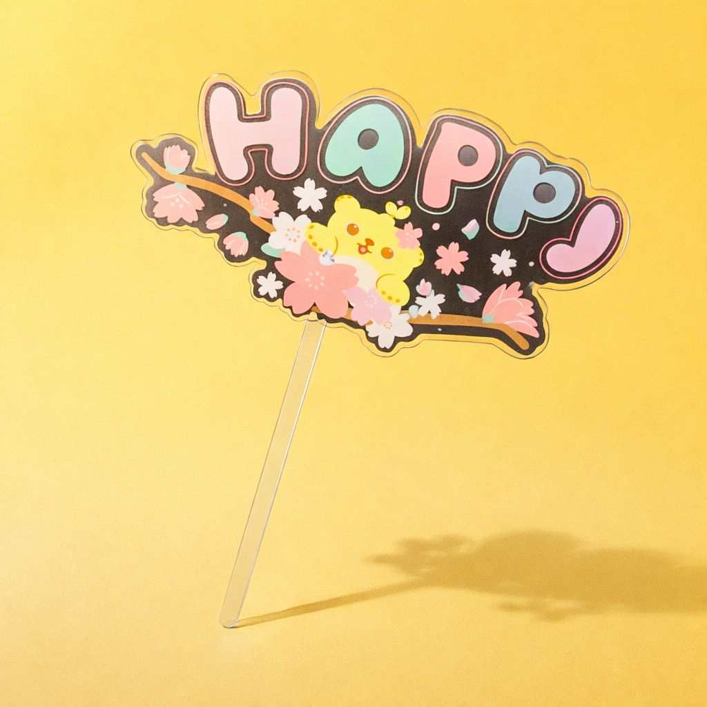 YELLOW BOW  KITTY HAPPY  CELEBRATION