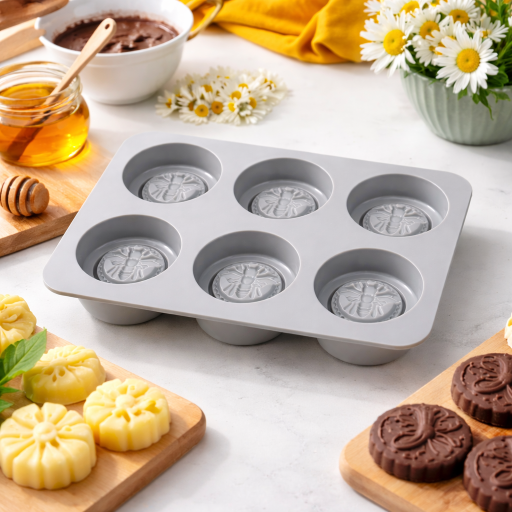 SILICONE SOAP  MOULD HONEY BEE  DESIGN 6 CAVITY (1  PC)