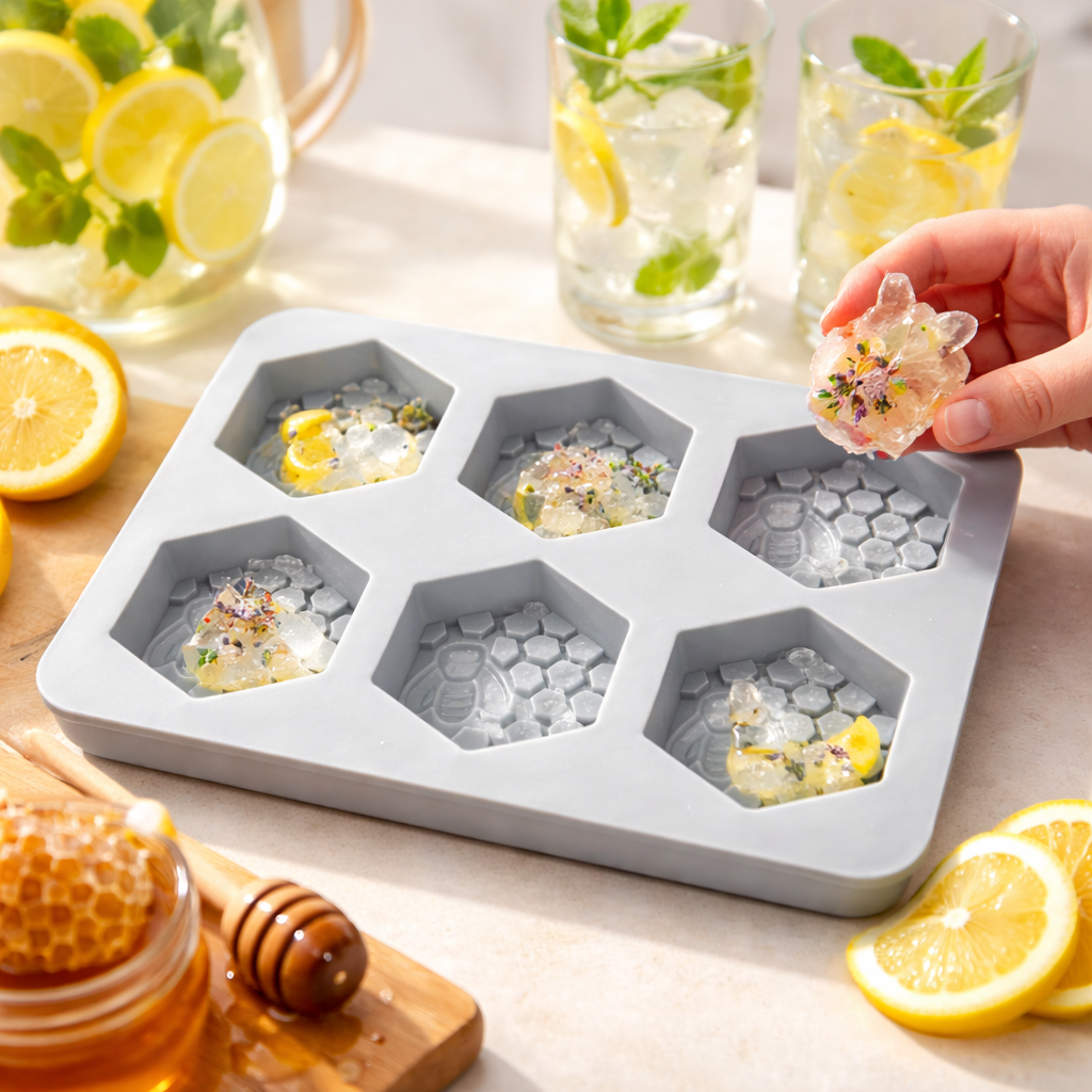 SILICONE  HEXAGONAL SHAPE  HONEYCOMB AND  BEE DESIGN  6  CAVITY (1 PC)