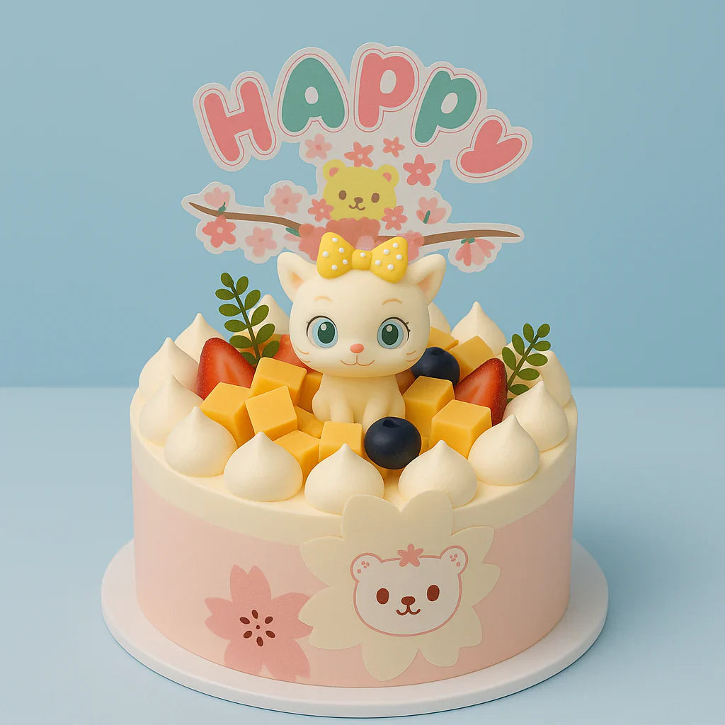 YELLOW BOW  KITTY HAPPY  CELEBRATION