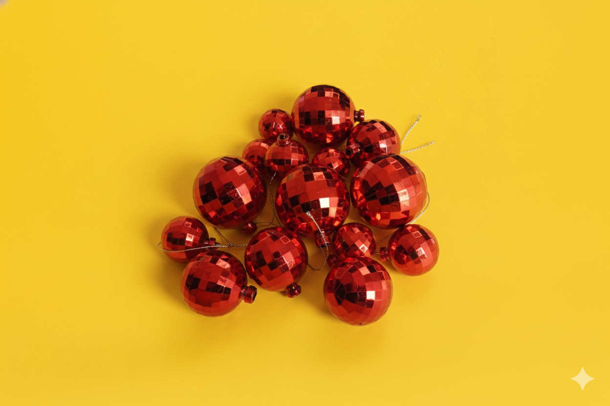 CAKE DECORATION  OR FAUX BALL  DISCO RED COLOR  (12 PCS OF SAME  COLOR IN ONE  PACKET)