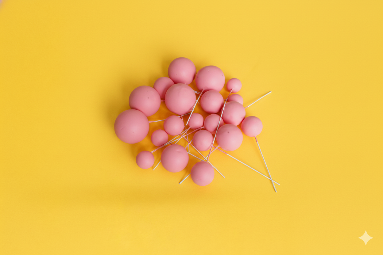 CAKE DECORATION  OR FAUX BALL  PREMIUM DARK  PINK (PACKET OF 20  PCS)