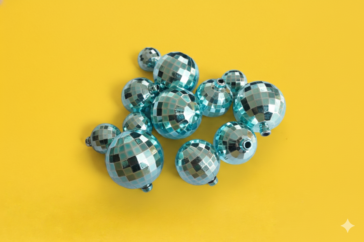 CAKE DECORATION  OR FAUX BALL  DISCO CYAN COLOR  (12 PCS OF SAME  COLOR IN ONE  PACKET)