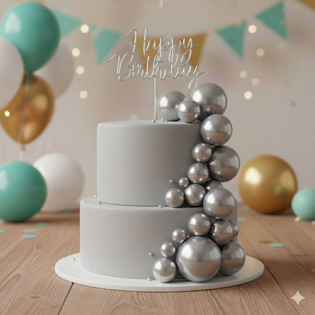 CAKE DECORATION  OR FAUX BALL  SILVER (PACKET OF  20 PCS)