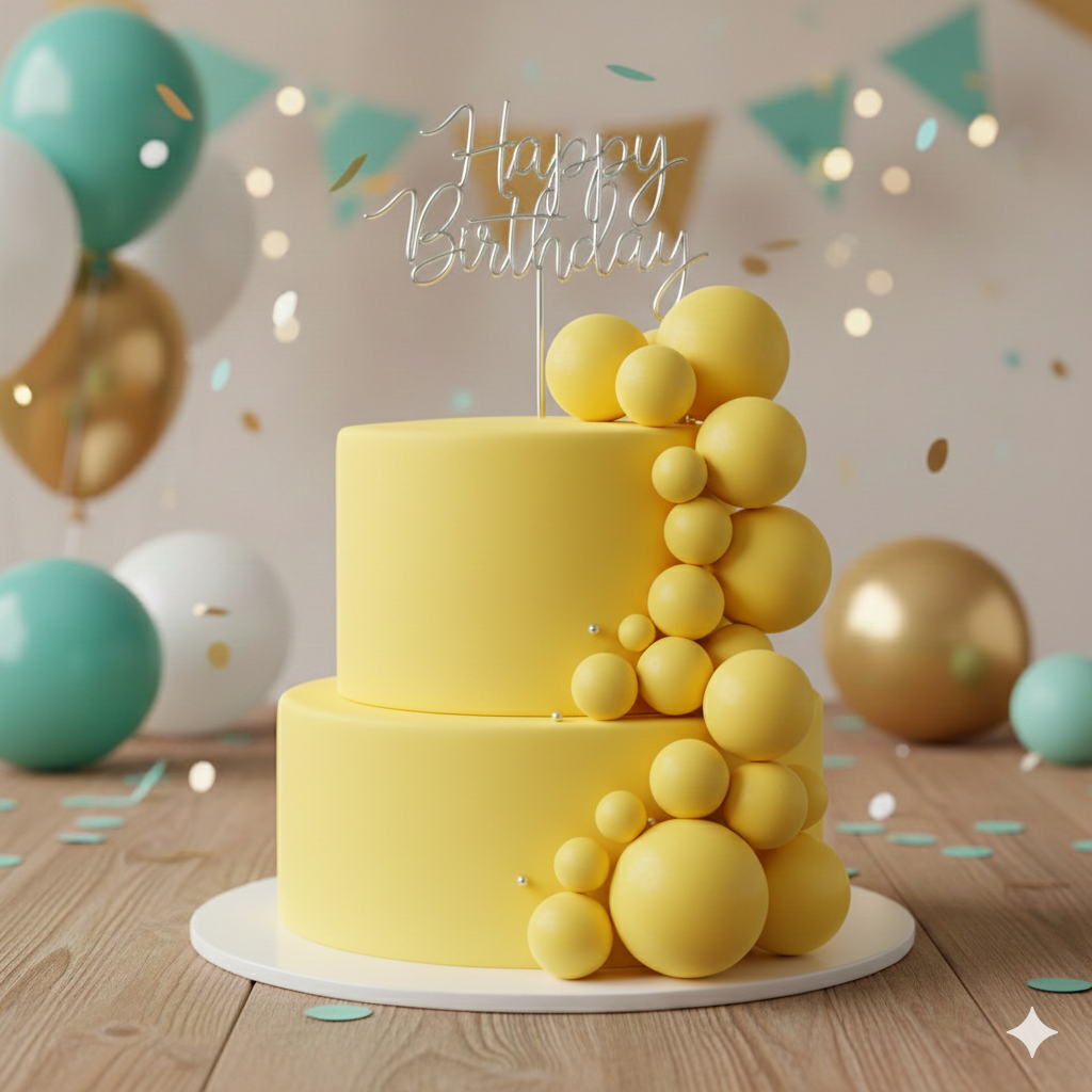 CAKE DECORATION  OR FAUX BALL  YELLOW (PACKET  OF 20 PCS)