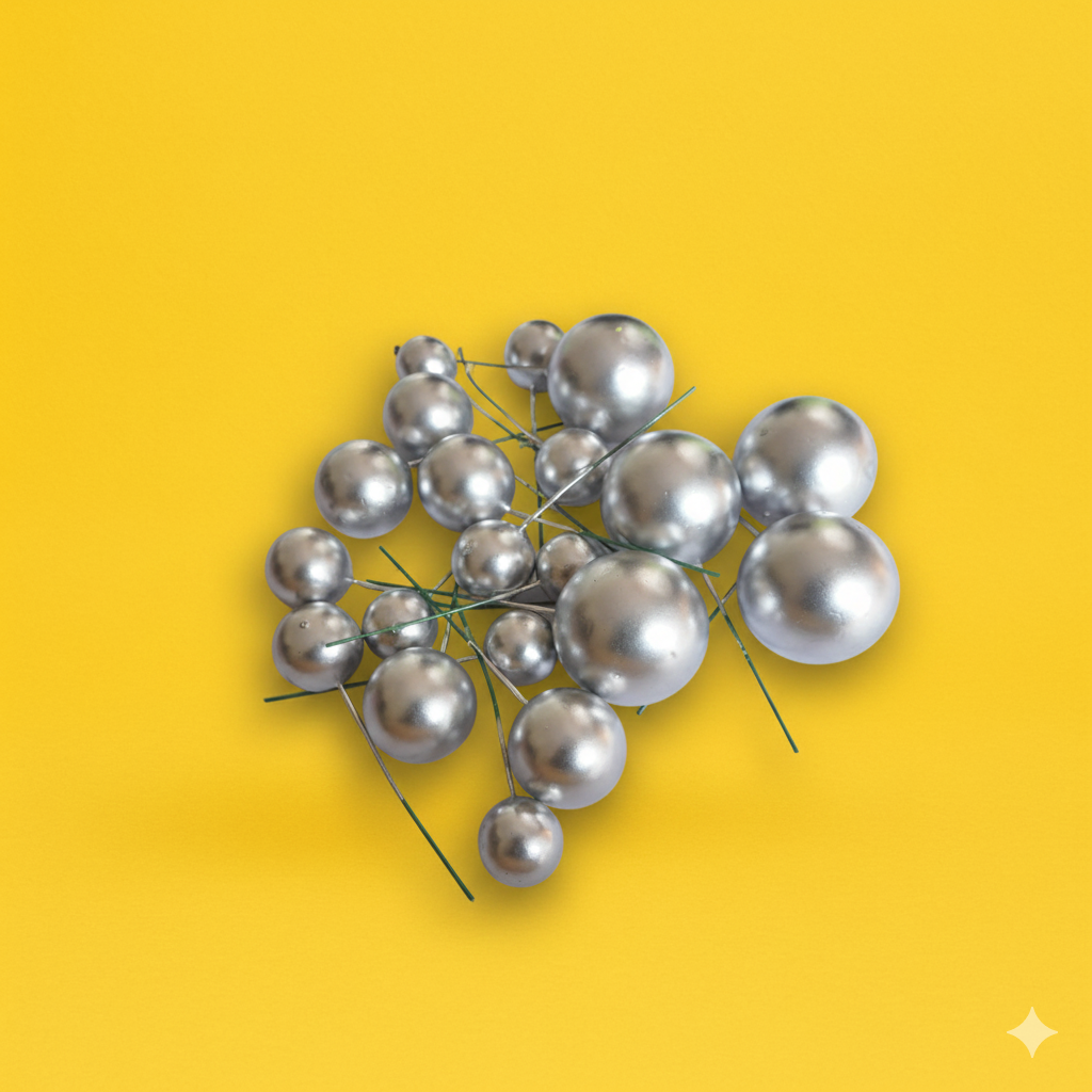 CAKE DECORATION  OR FAUX BALL  SILVER (PACKET OF  20 PCS)